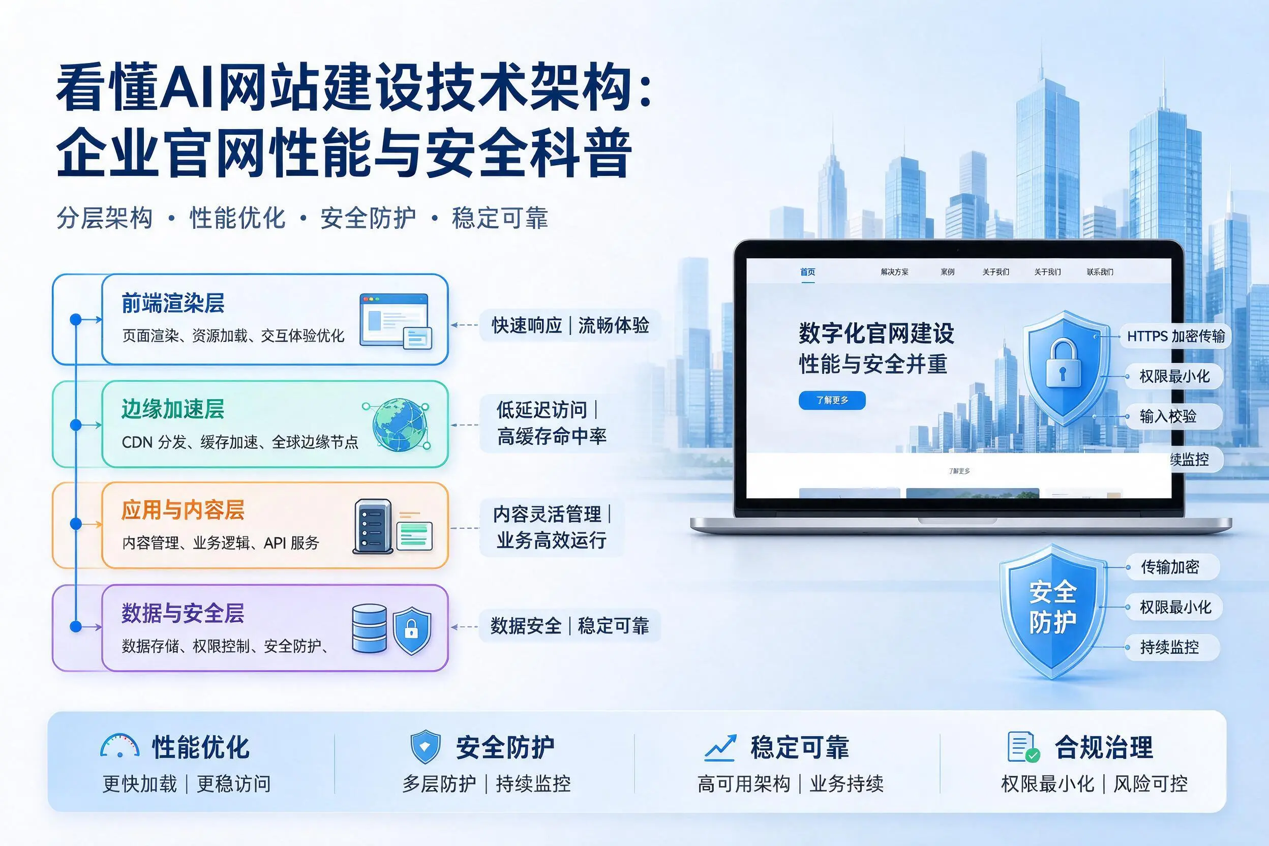 看懂AI网站建设技术架构：肇庆企业官网性能与安全科普