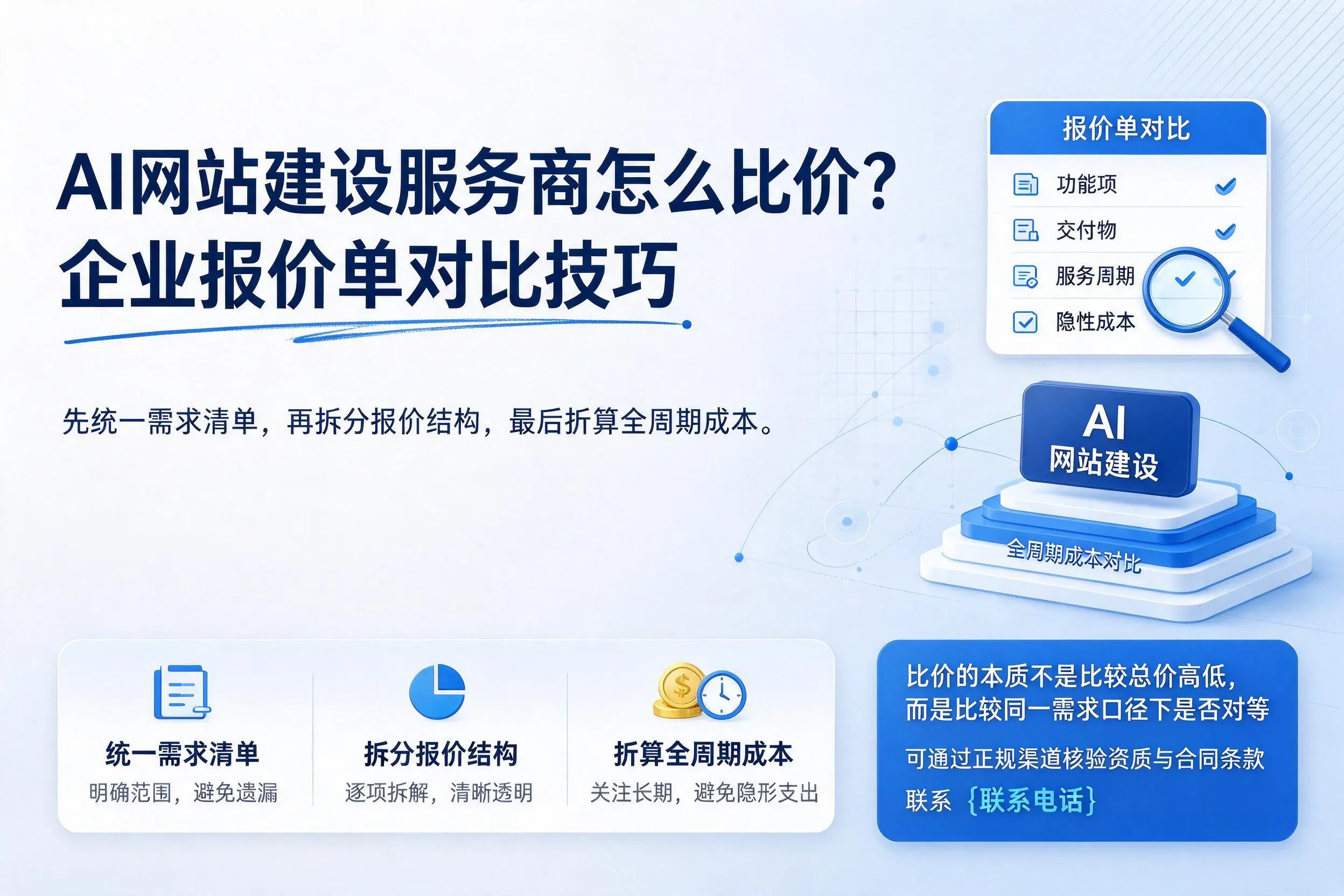 AI网站建设服务商怎么比价?肇庆企业报价单对比技巧
