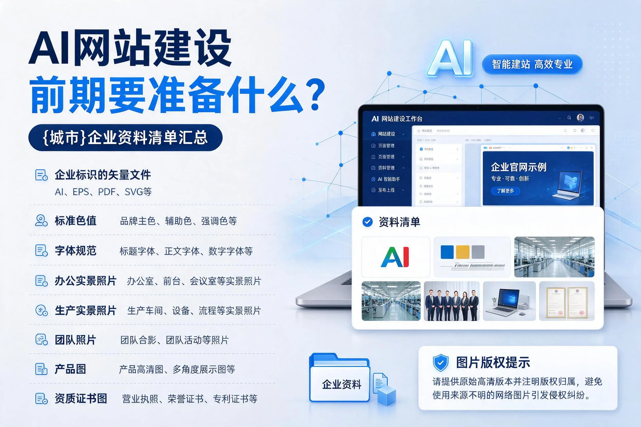 AI网站建设前期要准备什么?肇庆企业资料清单汇总