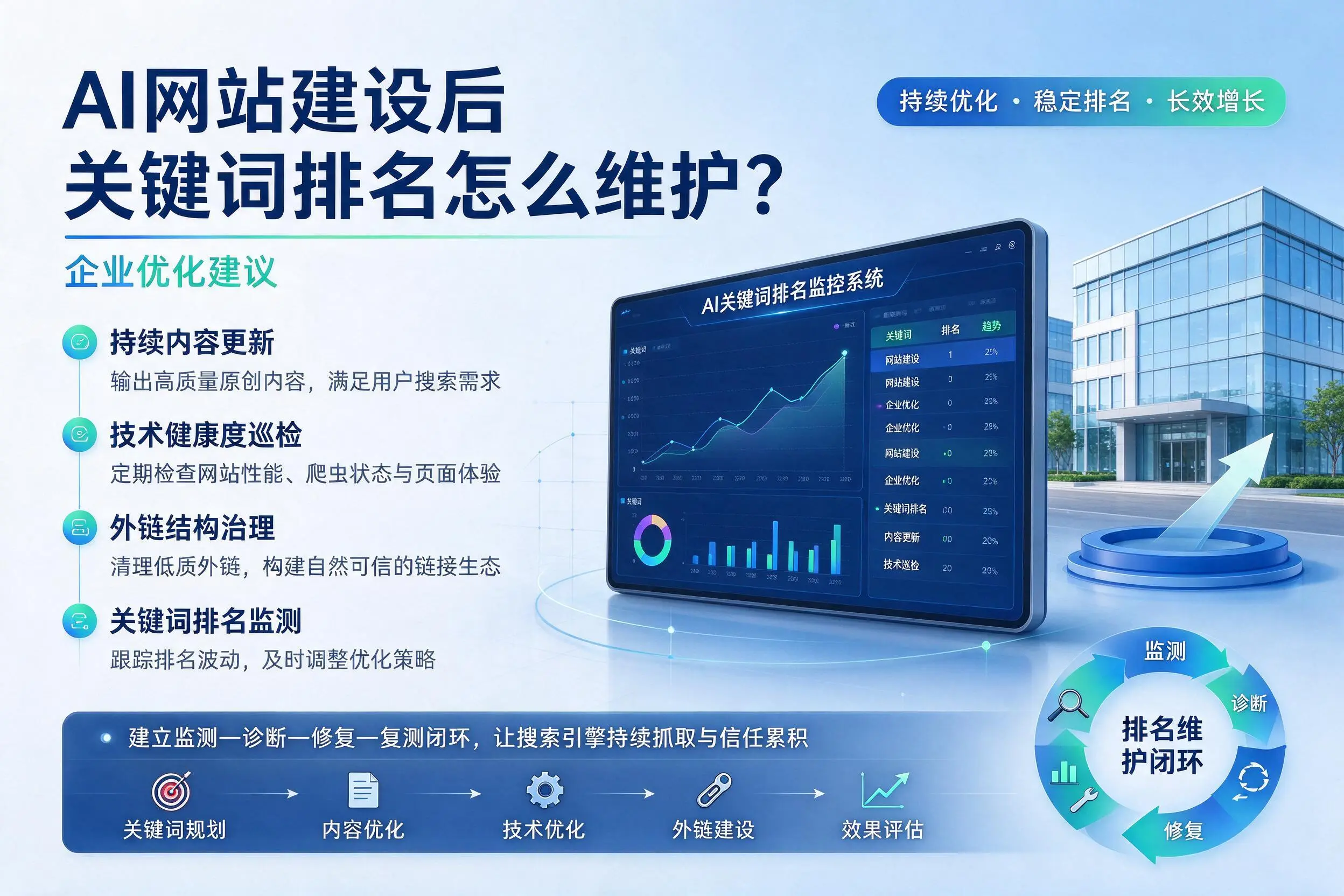 AI网站建设后关键词排名怎么维护？肇庆企业优化建议